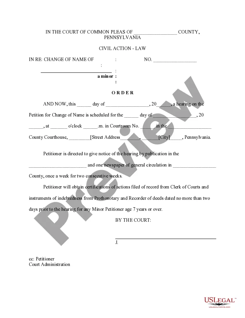 Preview Order of Publication for Name Change of Minor