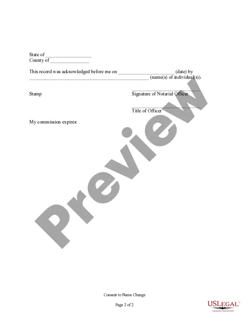 Get Consent to Name Change - Minor Name Change Preview Consent to Name Change - Minor Name Change