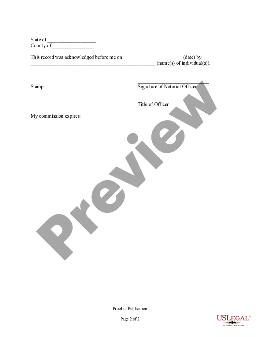 Get Proof of Publication - Family Name Change Preview Proof of Publication - Family Name Change