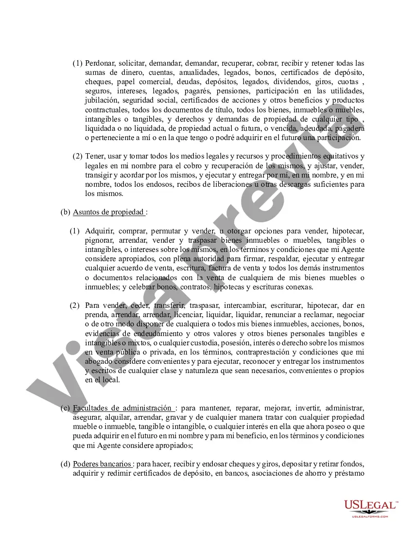 Preview Poder general duradero para la propiedad y las finanzas o efectivo financiero en caso de incapacidad