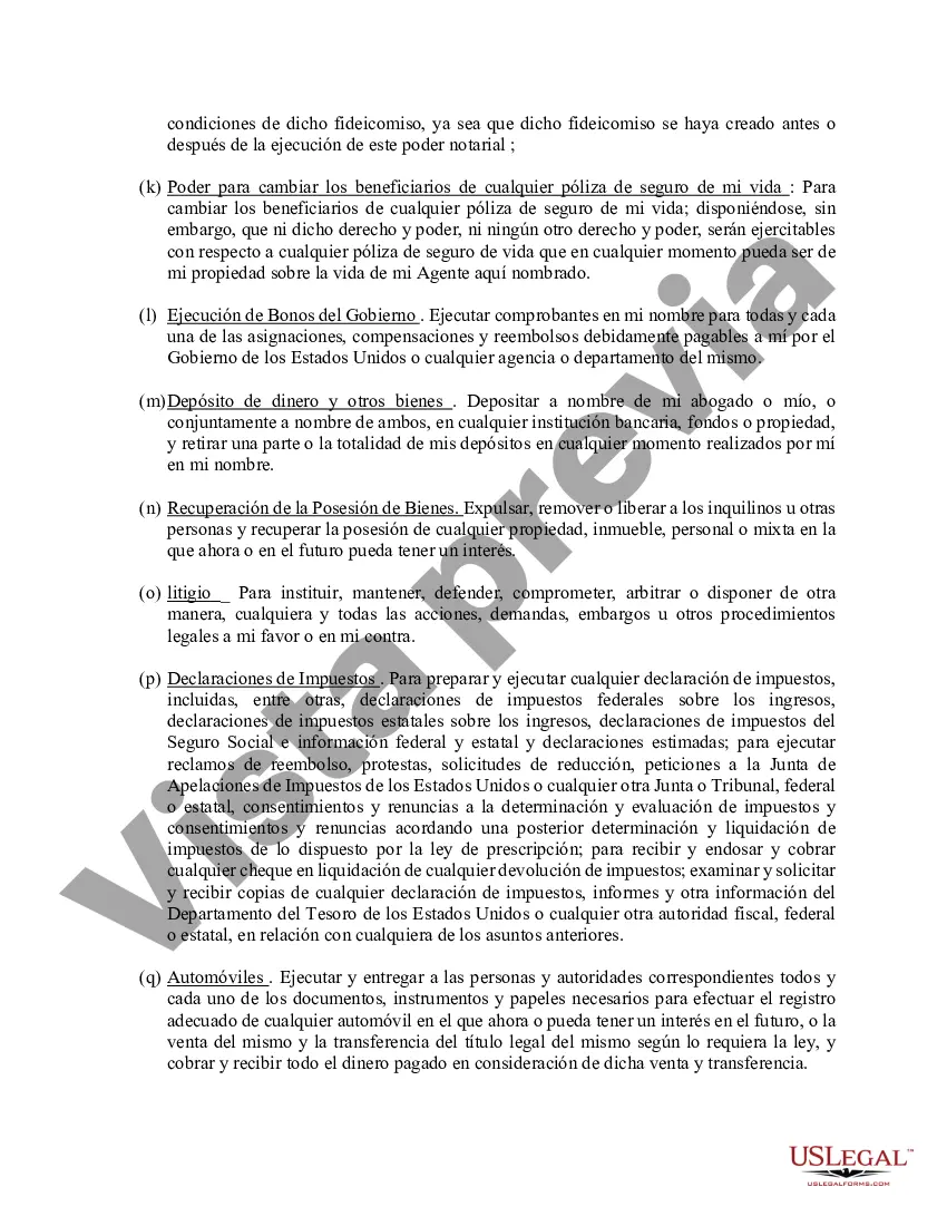 Preview Poder general duradero para la propiedad y las finanzas o efectivo financiero en caso de incapacidad