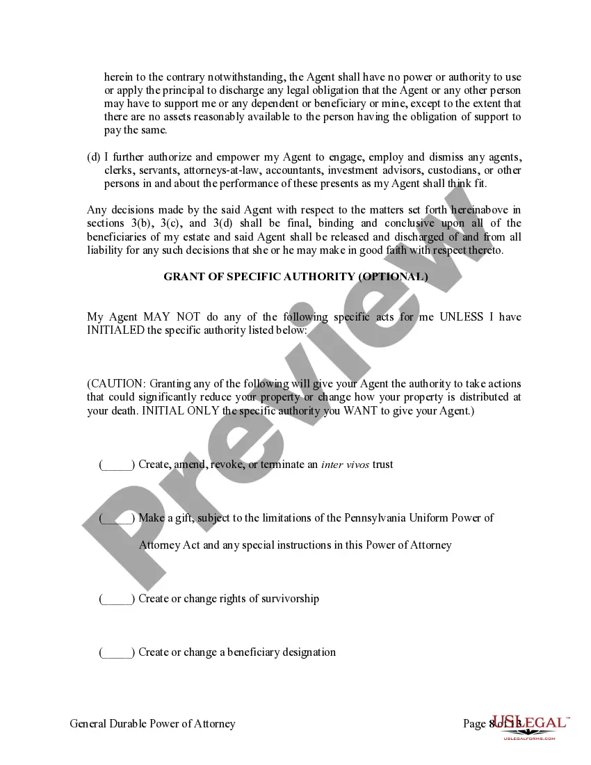 Preview General Durable Power of Attorney for Property and Finances or Financial Effective upon Disability