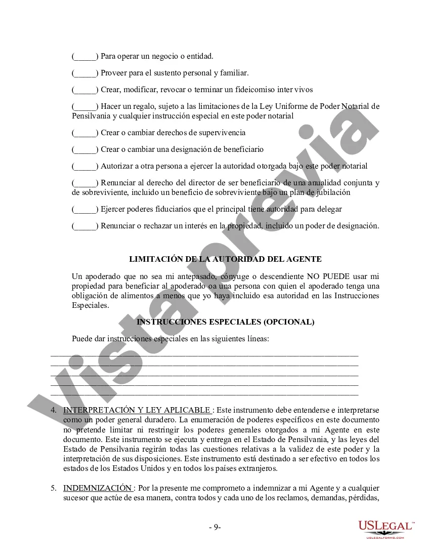 Preview Poder General Duradero para Bienes y Finanzas o Financiero Efectivo Inmediatamente