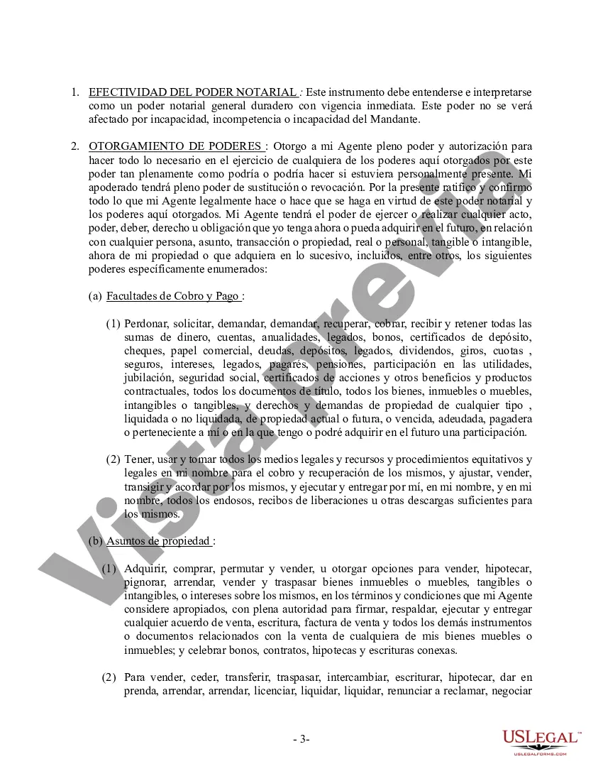 Preview Poder General Duradero para Bienes y Finanzas o Financiero Efectivo Inmediatamente