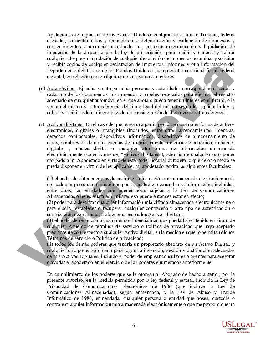 Preview Poder General Duradero para Bienes y Finanzas o Financiero Efectivo Inmediatamente