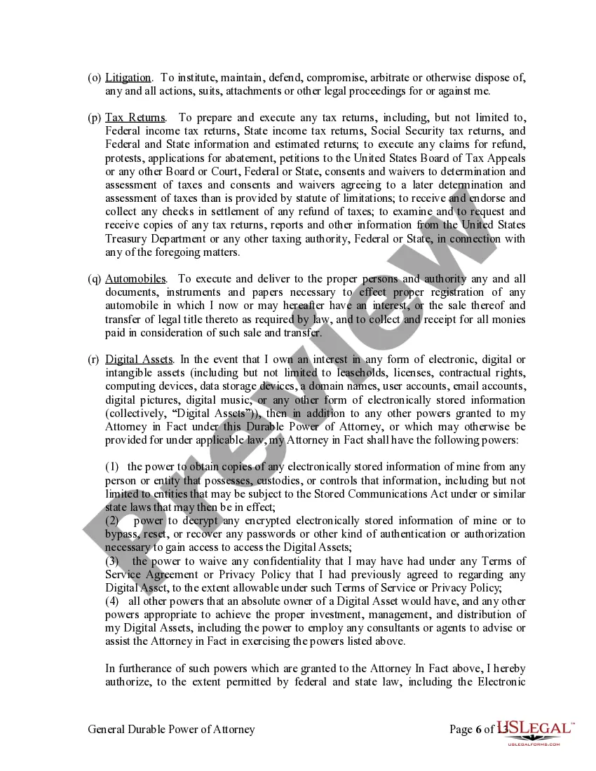 Preview General Durable Power of Attorney for Property and Finances or Financial Effective Immediately