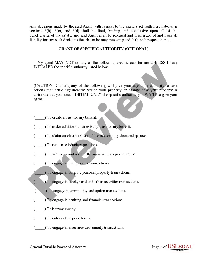 Preview General Durable Power of Attorney for Property and Finances or Financial Effective Immediately