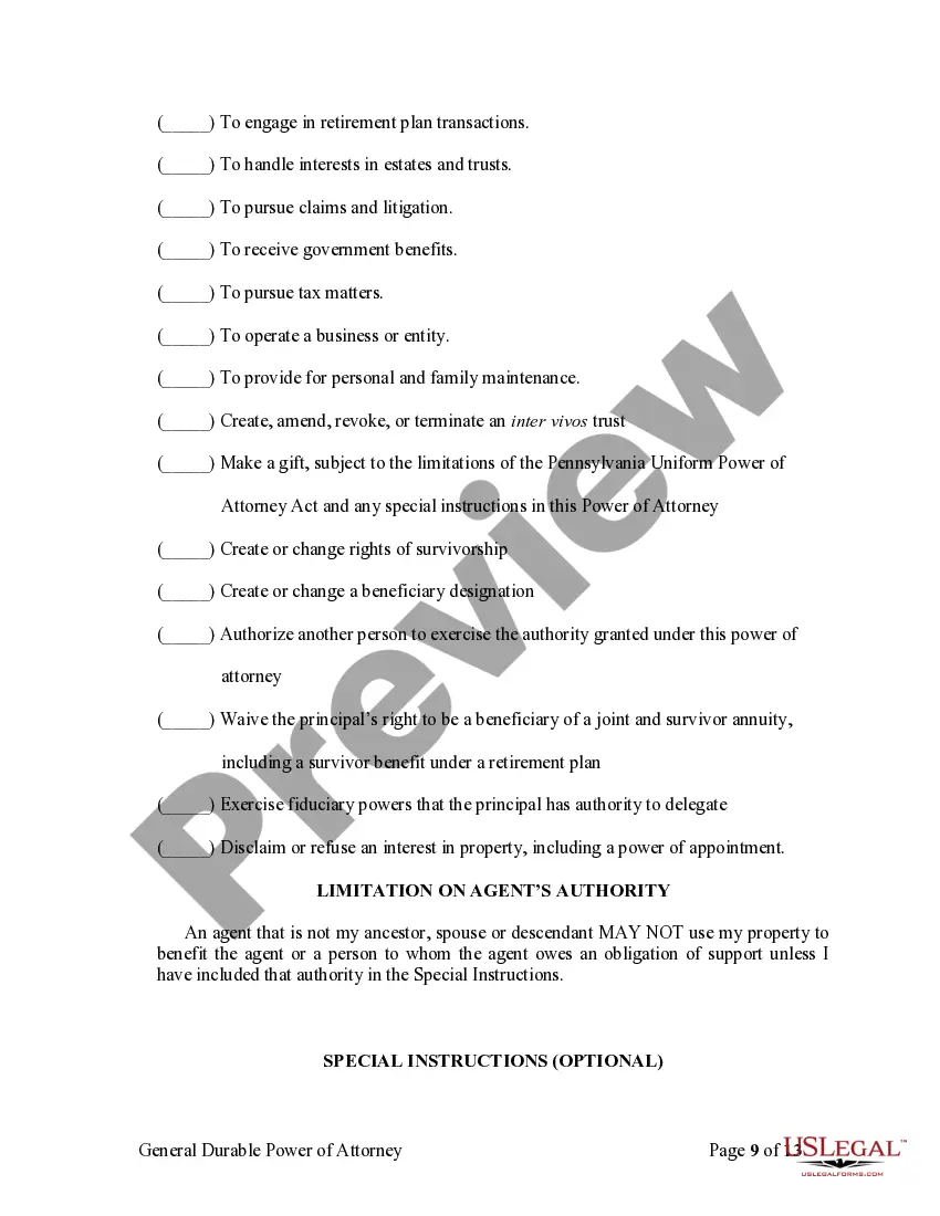 Preview General Durable Power of Attorney for Property and Finances or Financial Effective Immediately