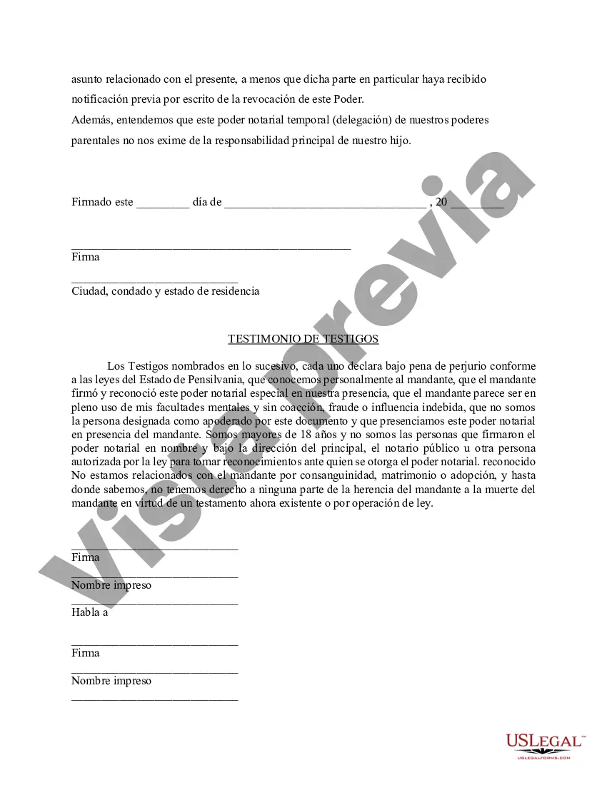 Preview Poder General para el Cuidado y Custodia del Hijo o Hijos