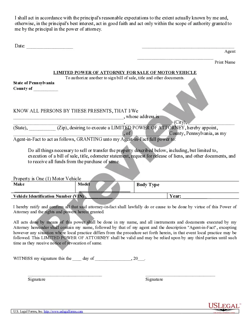 Get Power of Attorney for Sale of Motor Vehicle Preview Power of Attorney for Sale of Motor Vehicle
