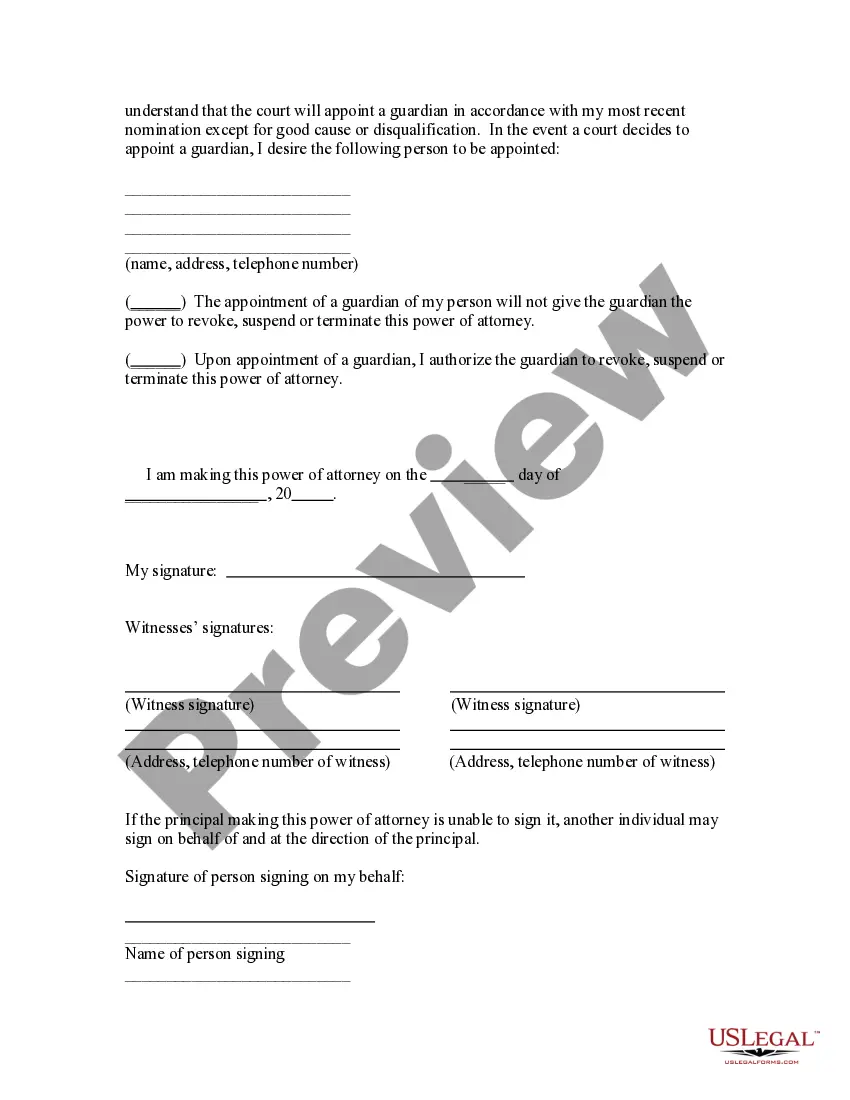 Preview Mental Health Care Power of Attorney