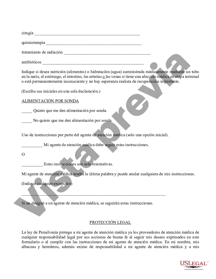 Preview Testamento en vida reglamentario - Instrucciones anticipadas para la atención médica - Formulario reglamentario