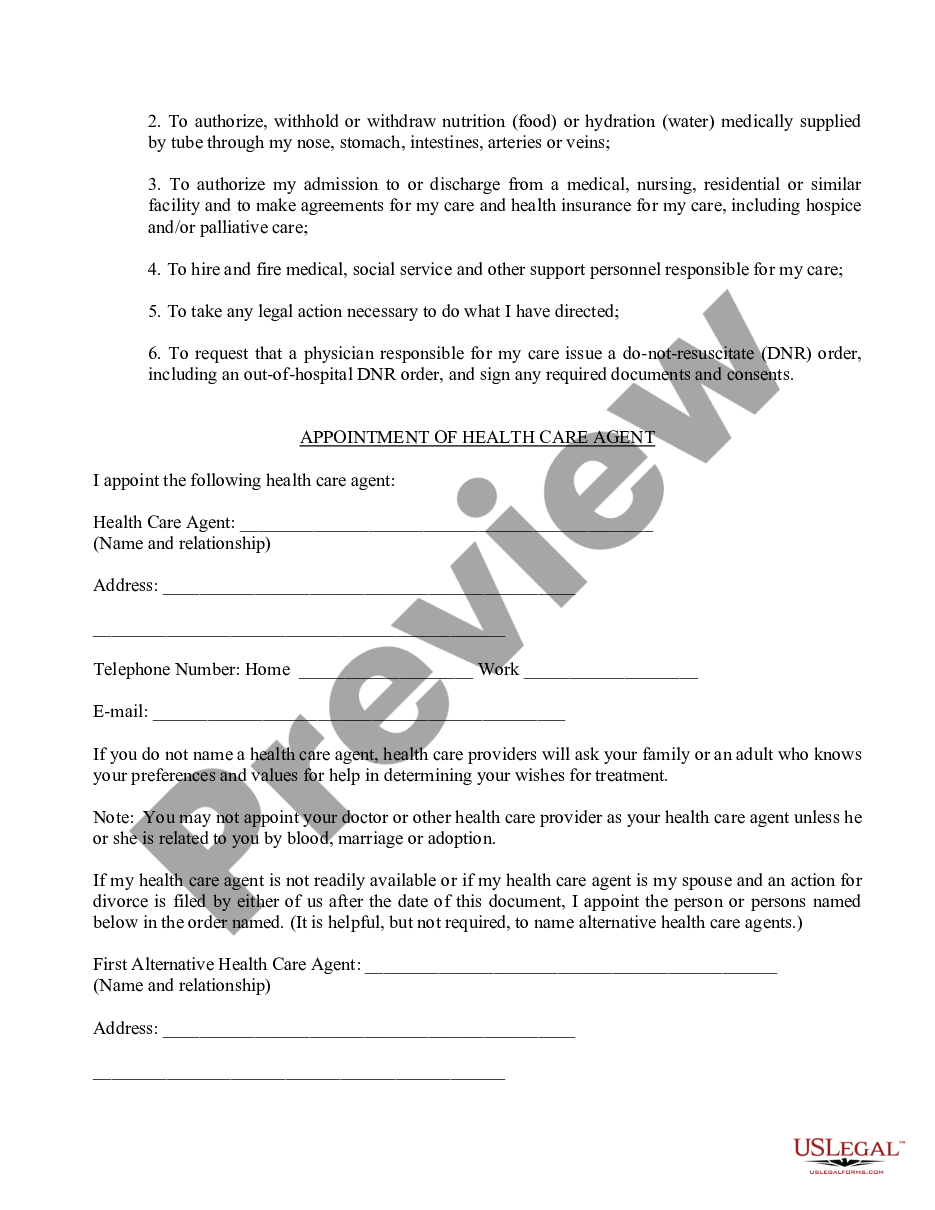 form Statutory Living Will - Advance Directive for Healthcare - Statutory form preview