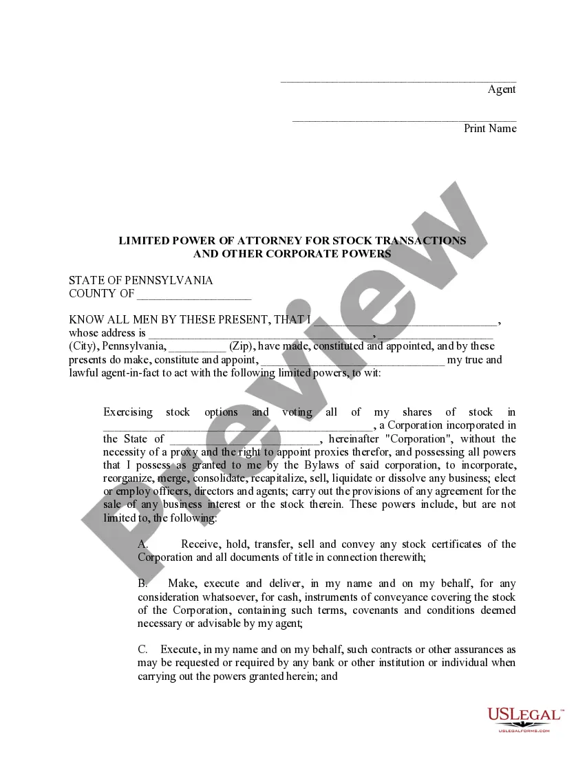 Get Limited Power of Attorney where you Specify Powers with Sample Powers Included Preview Limited Power of Attorney where you Specify Powers with Sample Powers Included