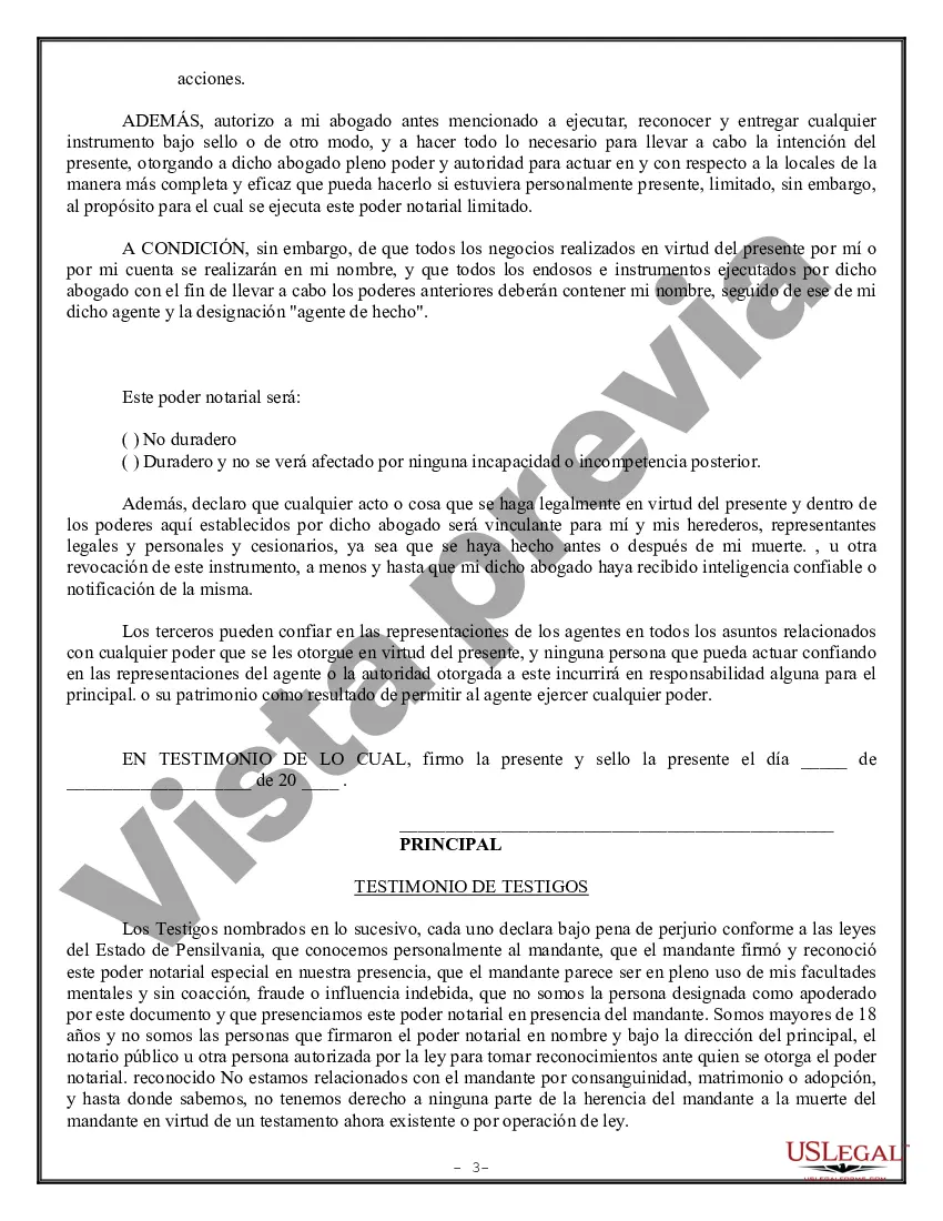Preview Poder Notarial Limitado para Transacciones de Acciones y Poderes Corporativos