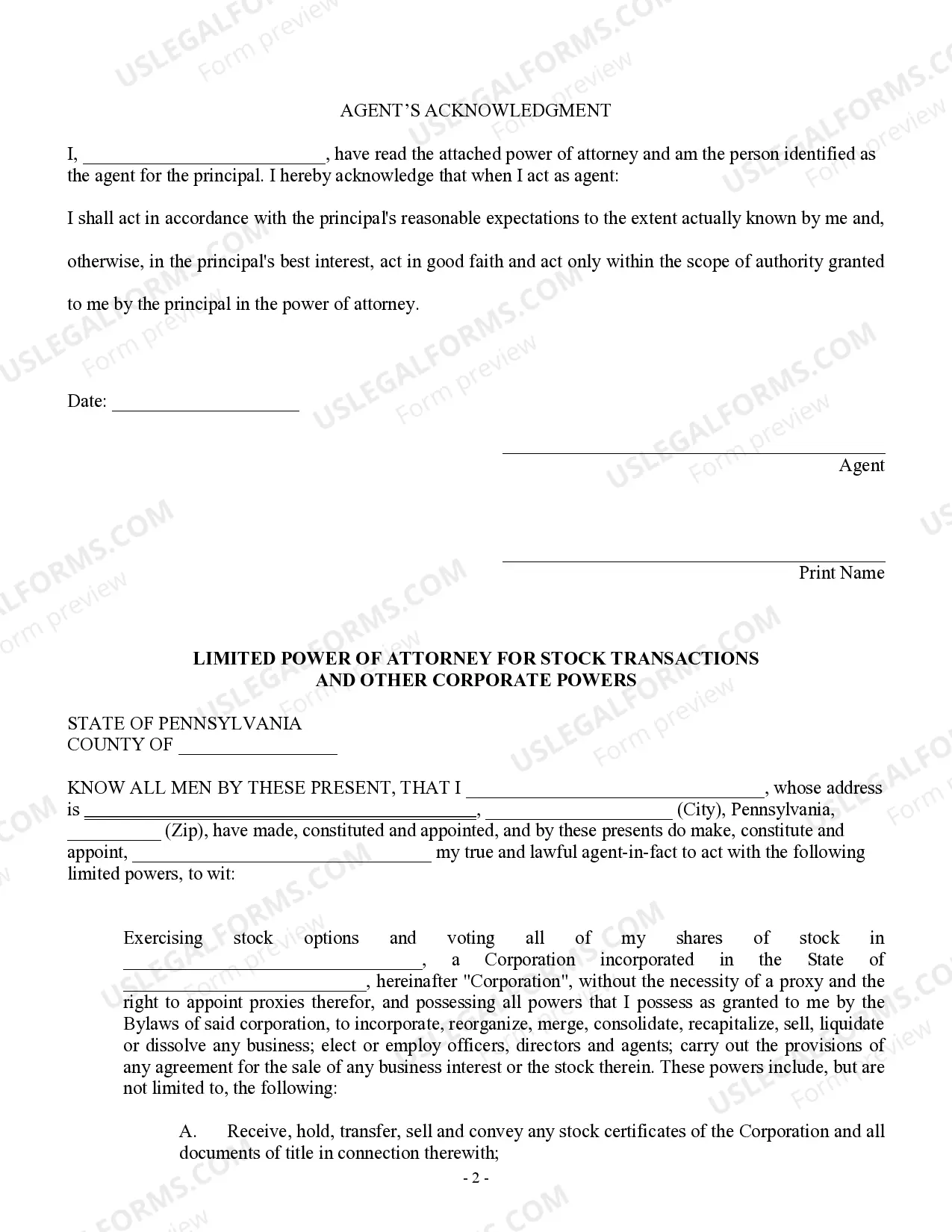 Preview Limited Power of Attorney for Stock Transactions and Corporate Powers