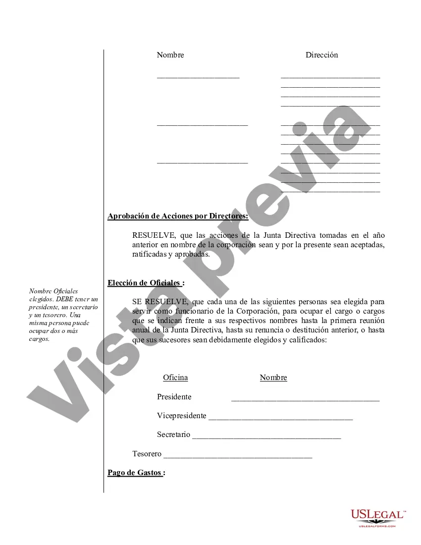 Preview Minutos anuales para una corporación profesional de Pensilvania