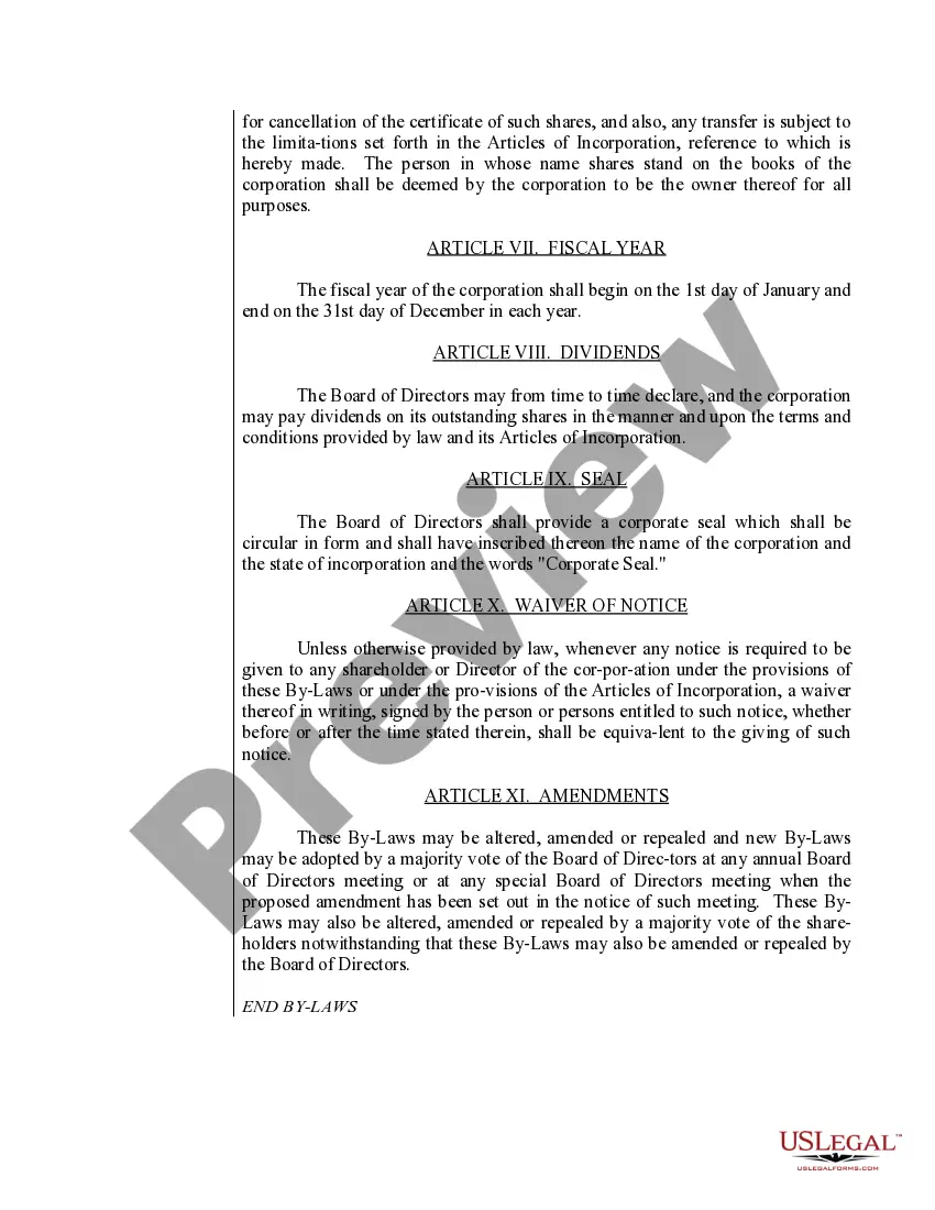 Preview Sample Bylaws for a Pennsylvania Professional Corporation