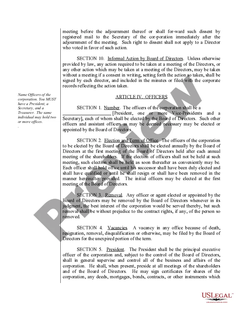 Preview Sample Bylaws for a Pennsylvania Professional Corporation