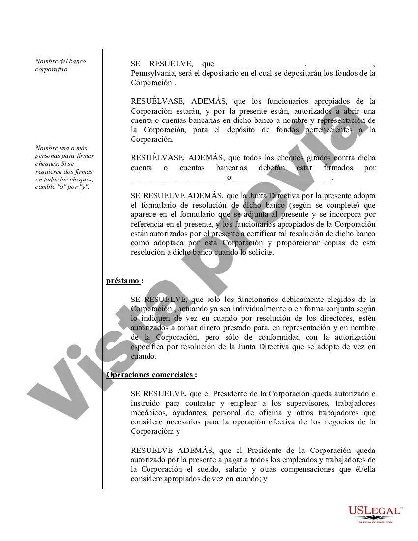 Preview Actas organizativas para una corporación profesional de Pensilvania