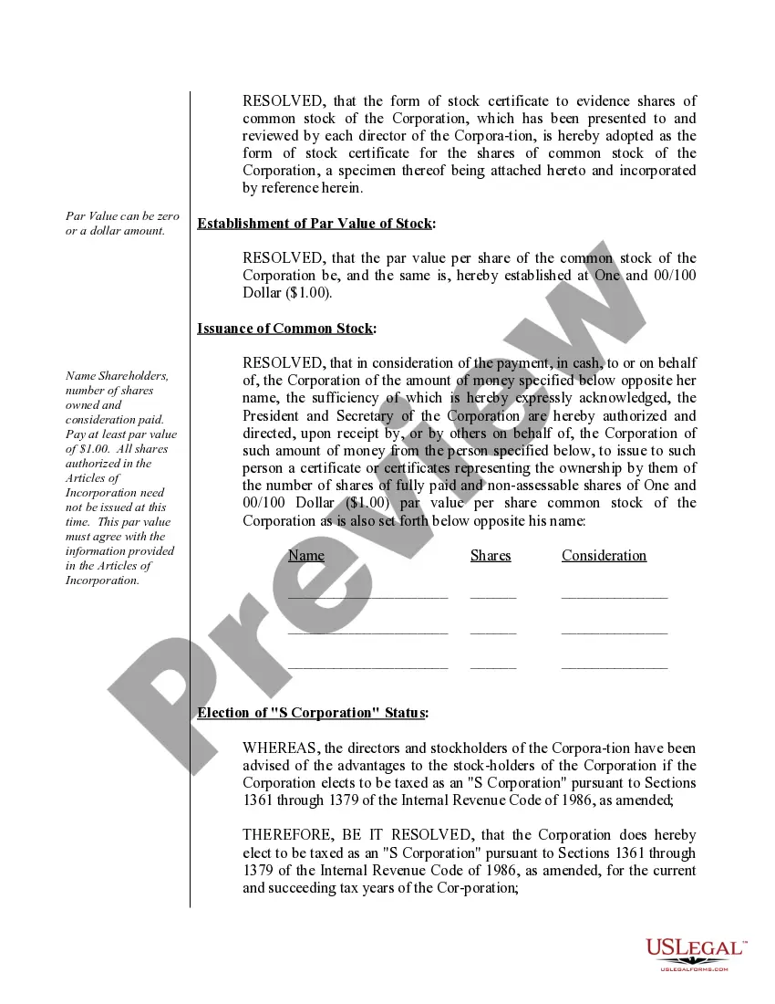 Preview Organizational Minutes for a Pennsylvania Professional Corporation
