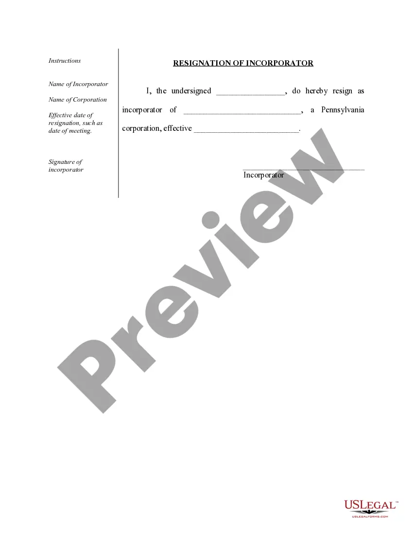Preview Organizational Minutes for a Pennsylvania Professional Corporation