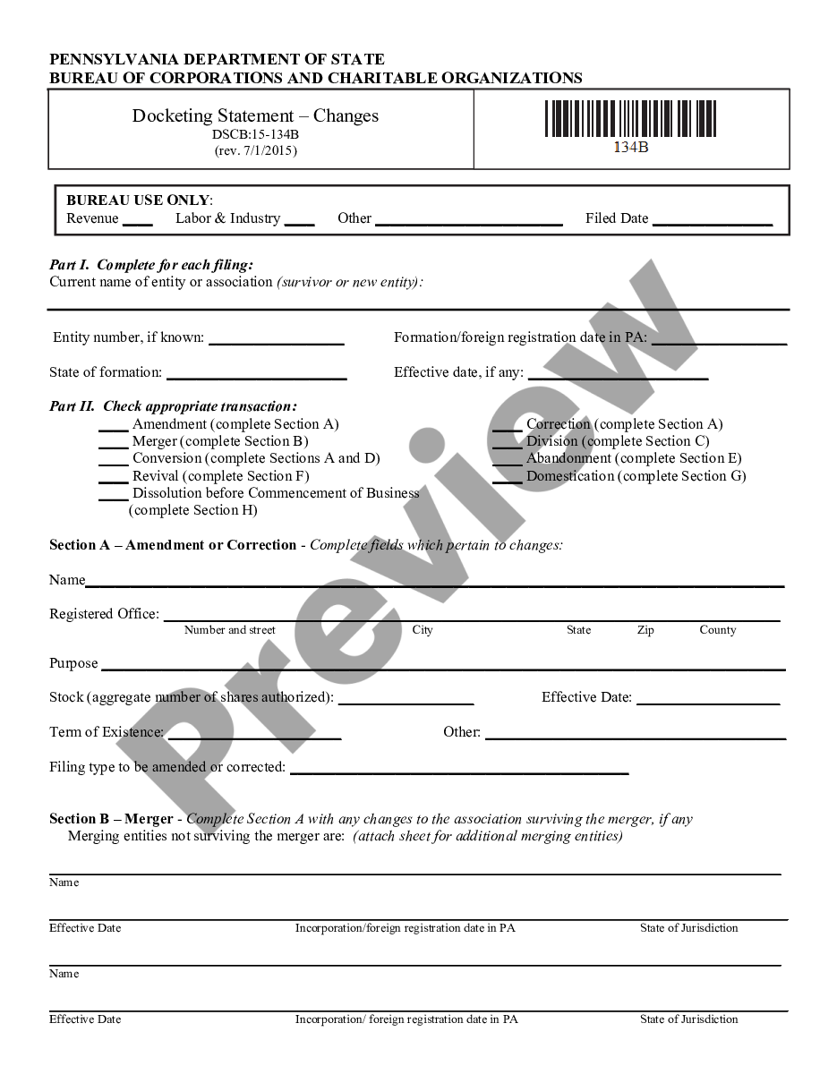 page 0 Pennsylvania Change of Registered Agent preview