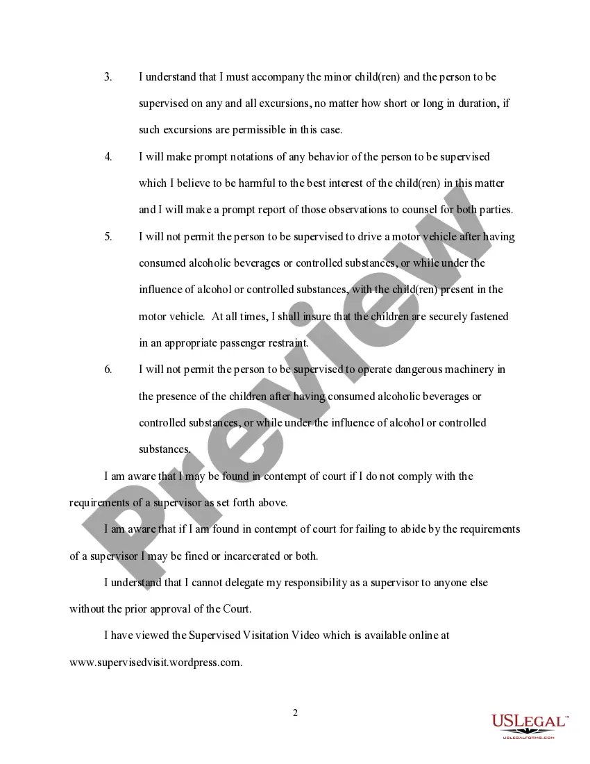 Preview Affidavit of Accountability of Supervisor