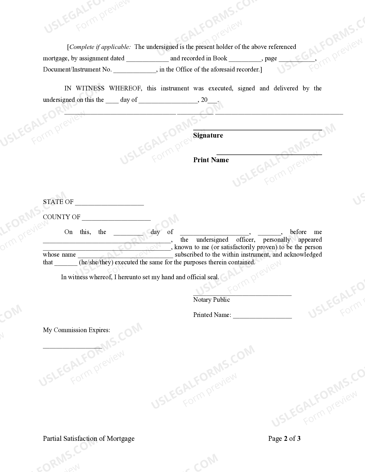 Pennsylvania Partial Release of Property From Mortgage by Individual