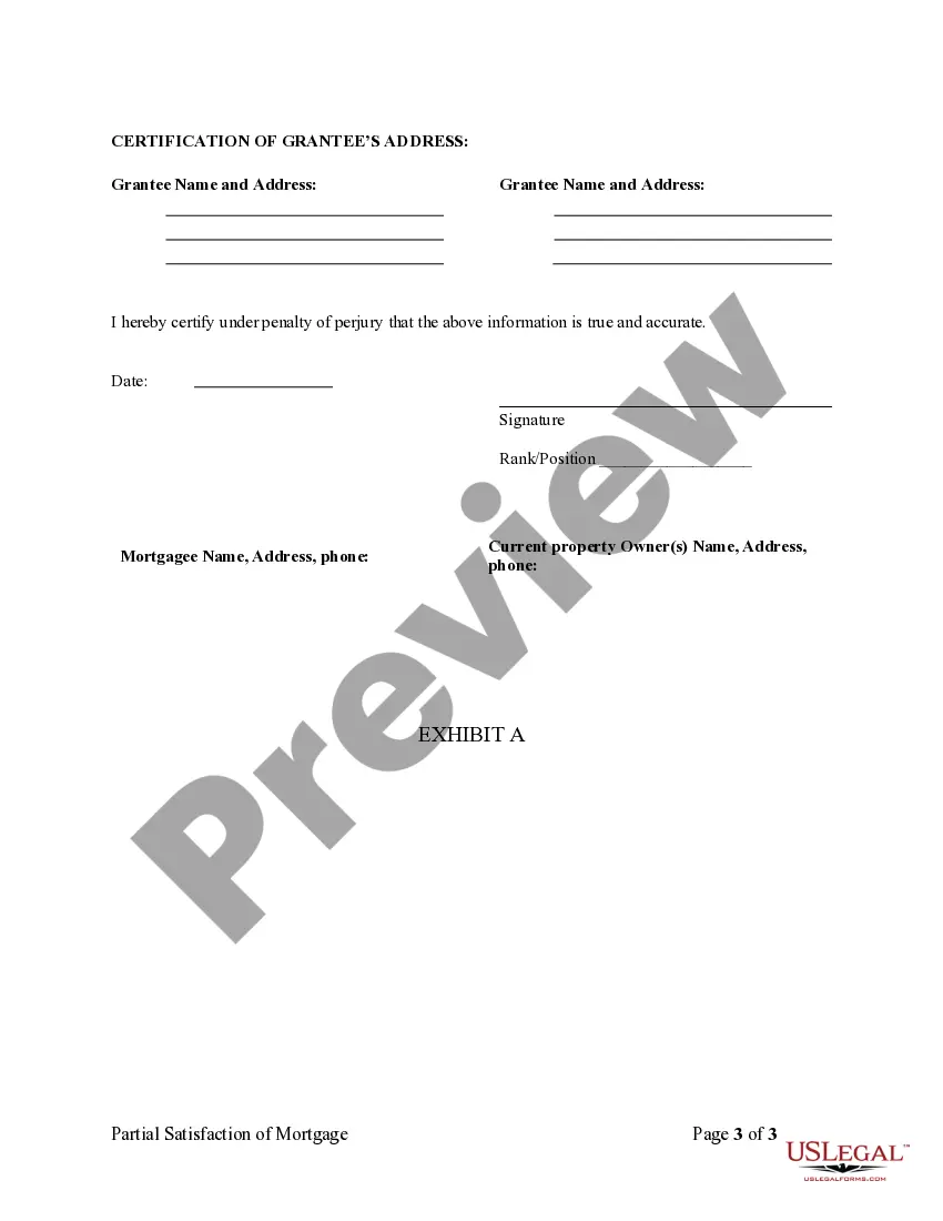 Preview Partial Release of Property From Mortgage by Individual Holder