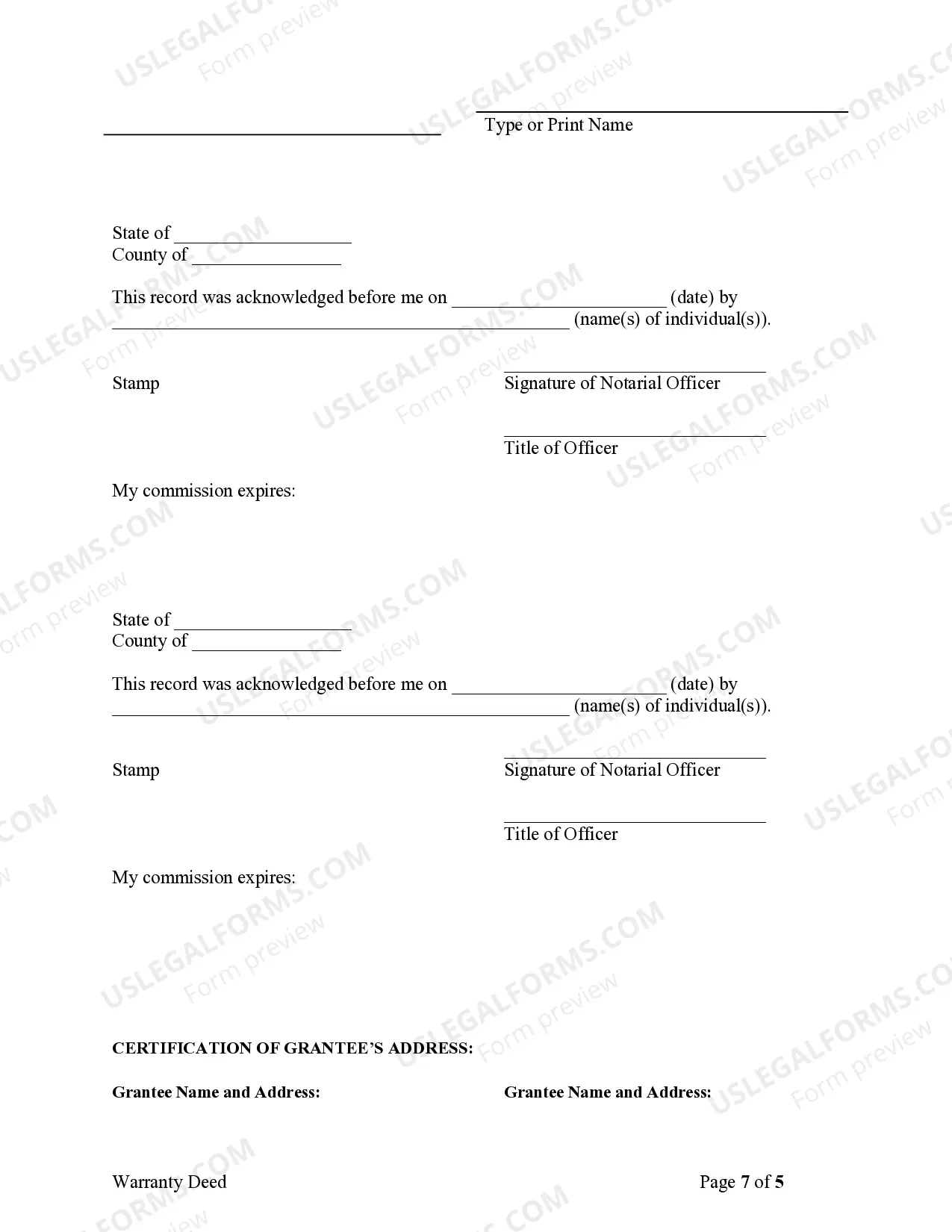 Preview Warranty Deed for Husband and Wife Converting Property from Tenants in Common to Joint Tenancy