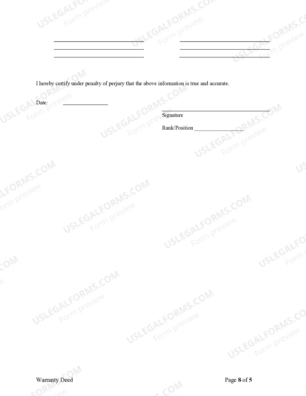 Preview Warranty Deed for Husband and Wife Converting Property from Tenants in Common to Joint Tenancy