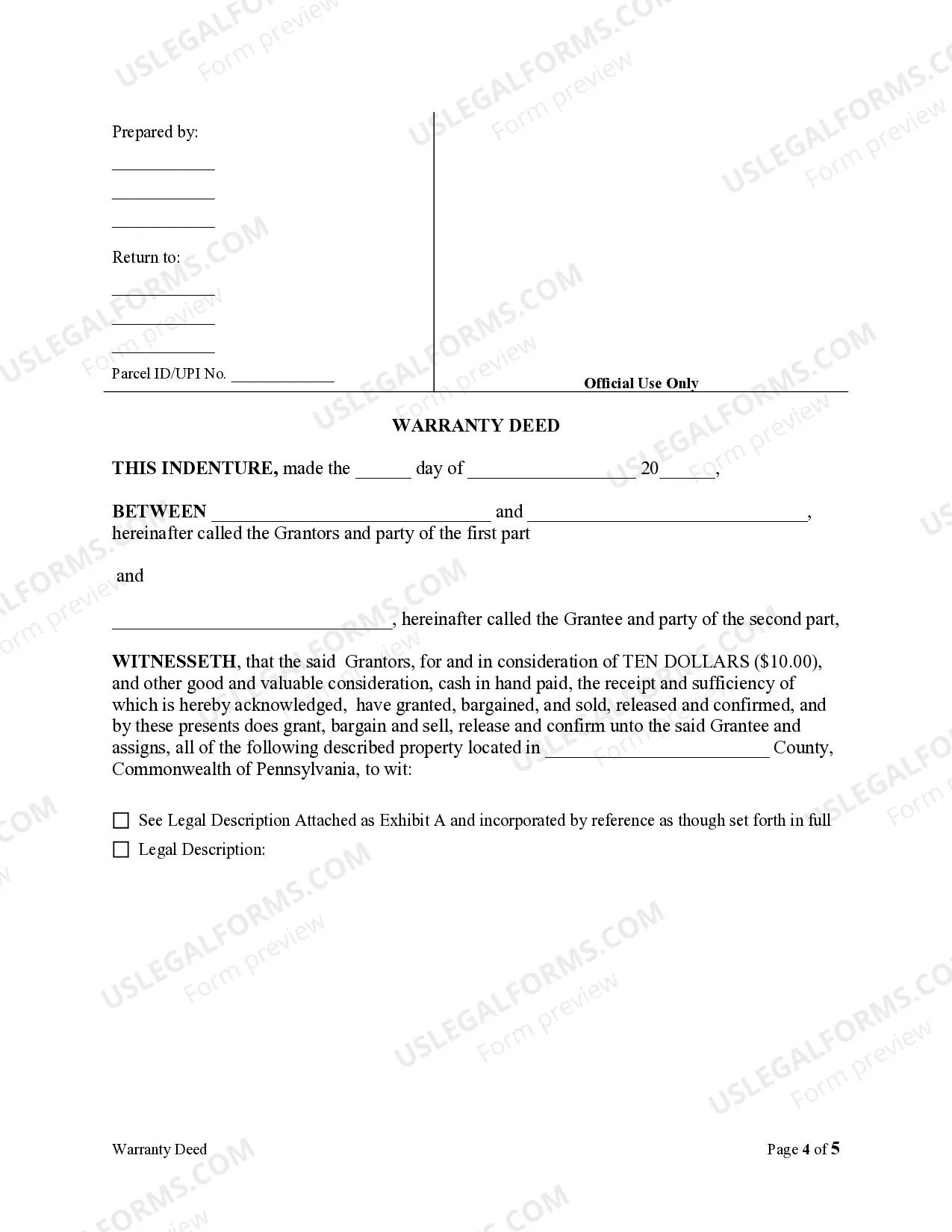 Preview Warranty Deed for Parents to Child with Reservation of Life Estate