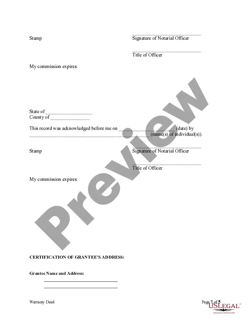 Preview Warranty Deed for Separate or Joint Property to Joint Tenancy