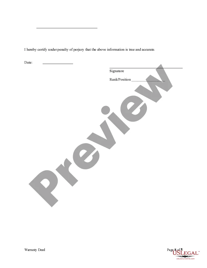 Preview Warranty Deed for Separate or Joint Property to Joint Tenancy