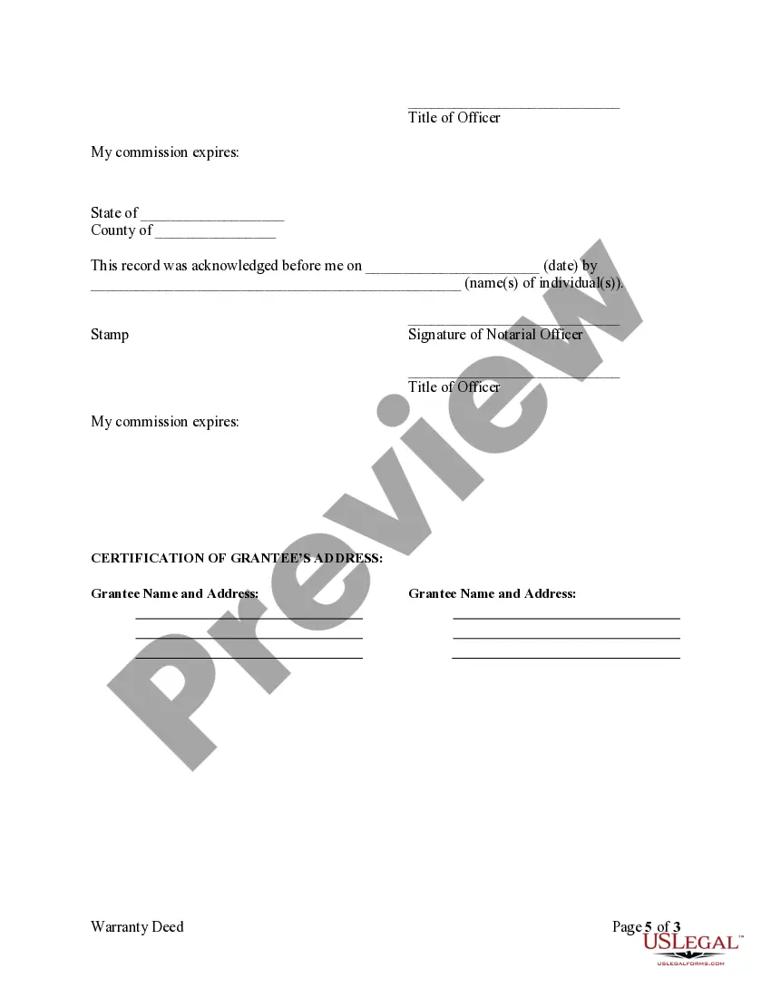 Preview Warranty Deed to Separate Property of One Spouse to Both Spouses as Joint Tenants