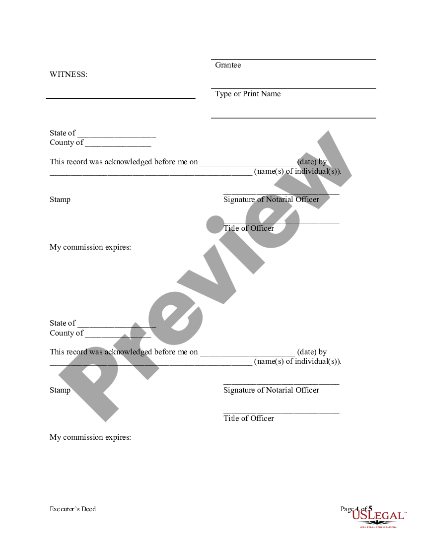 Pennsylvania Warranty Deed - Executor's Deed - Executors | US Legal Forms