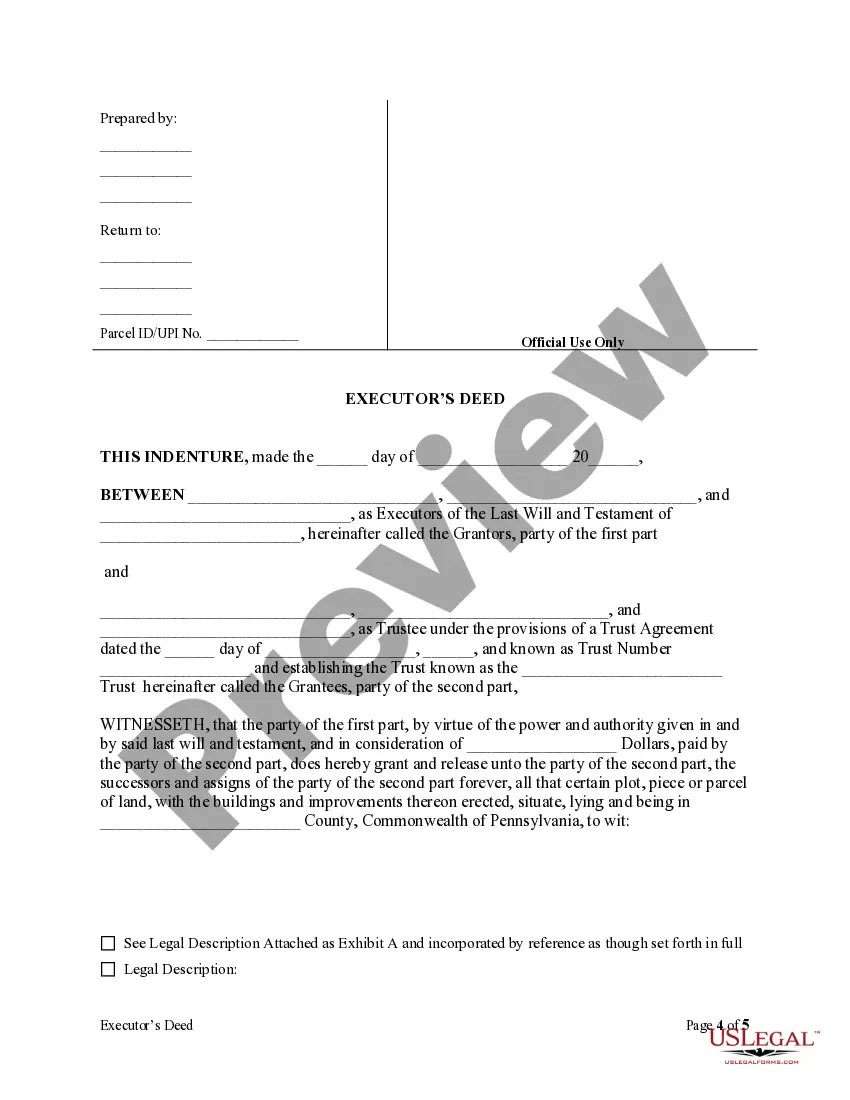 Get Warranty Deed - Executor's Deed Preview Warranty Deed - Executor's Deed
