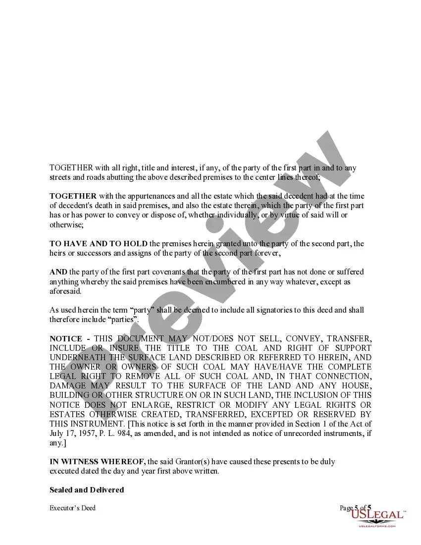 Get Warranty Deed - Executor's Deed Preview Warranty Deed - Executor's Deed