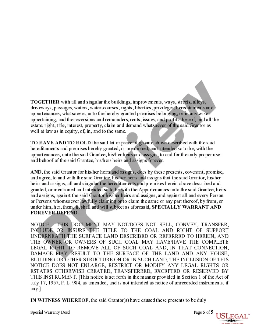 Preview Special - Limited Warranty Deed from Individual to Individual