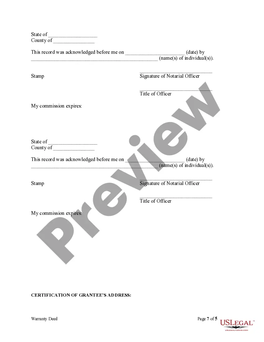 Preview Warranty Deed from Individual to Four Individuals as Tenants in Common with Reserved Life Estate