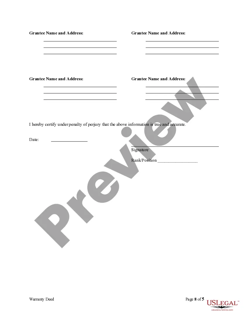 Preview Warranty Deed from Individual to Four Individuals as Tenants in Common with Reserved Life Estate