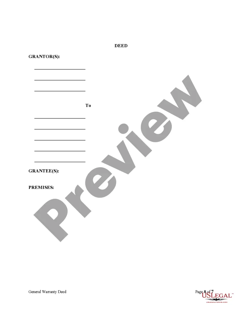 Preview General Warranty Deed for Waiver of Dower, Curtsey, Homestead, Etc.