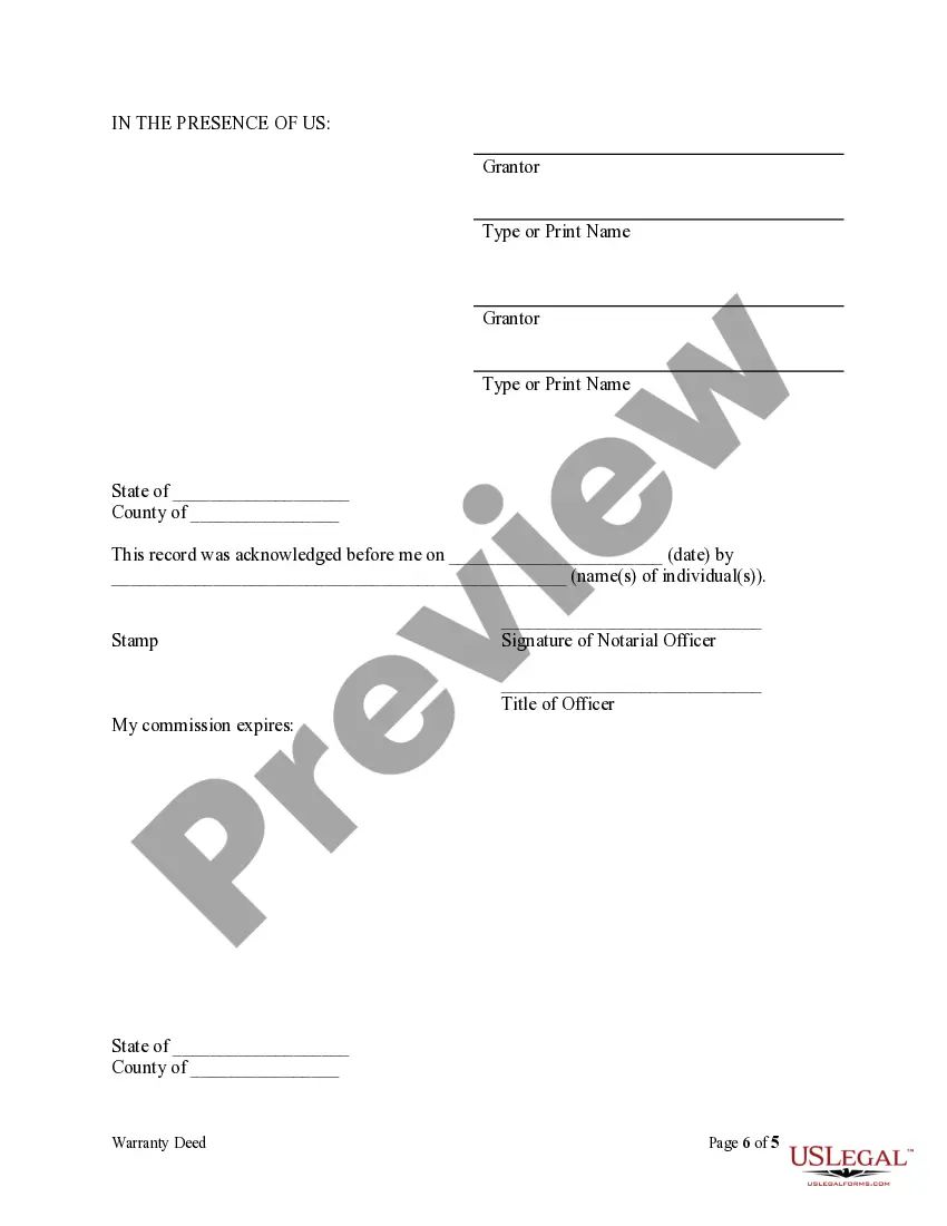 Preview Warranty Deed for Husband and Wife to Husband and Wife as Joint Tenants with Grantors Reserving Life Estate