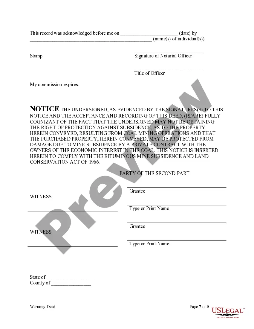 Preview Warranty Deed for Husband and Wife to Husband and Wife as Joint Tenants with Grantors Reserving Life Estate