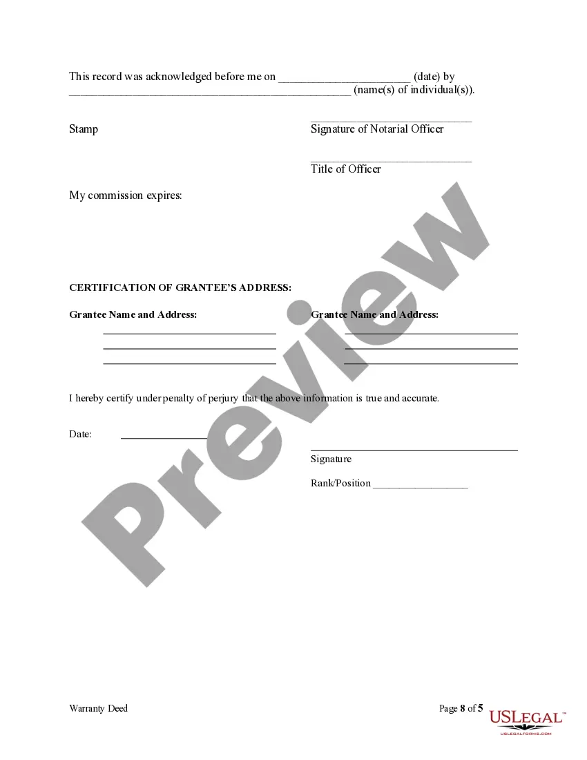 Preview Warranty Deed for Husband and Wife to Husband and Wife as Joint Tenants with Grantors Reserving Life Estate