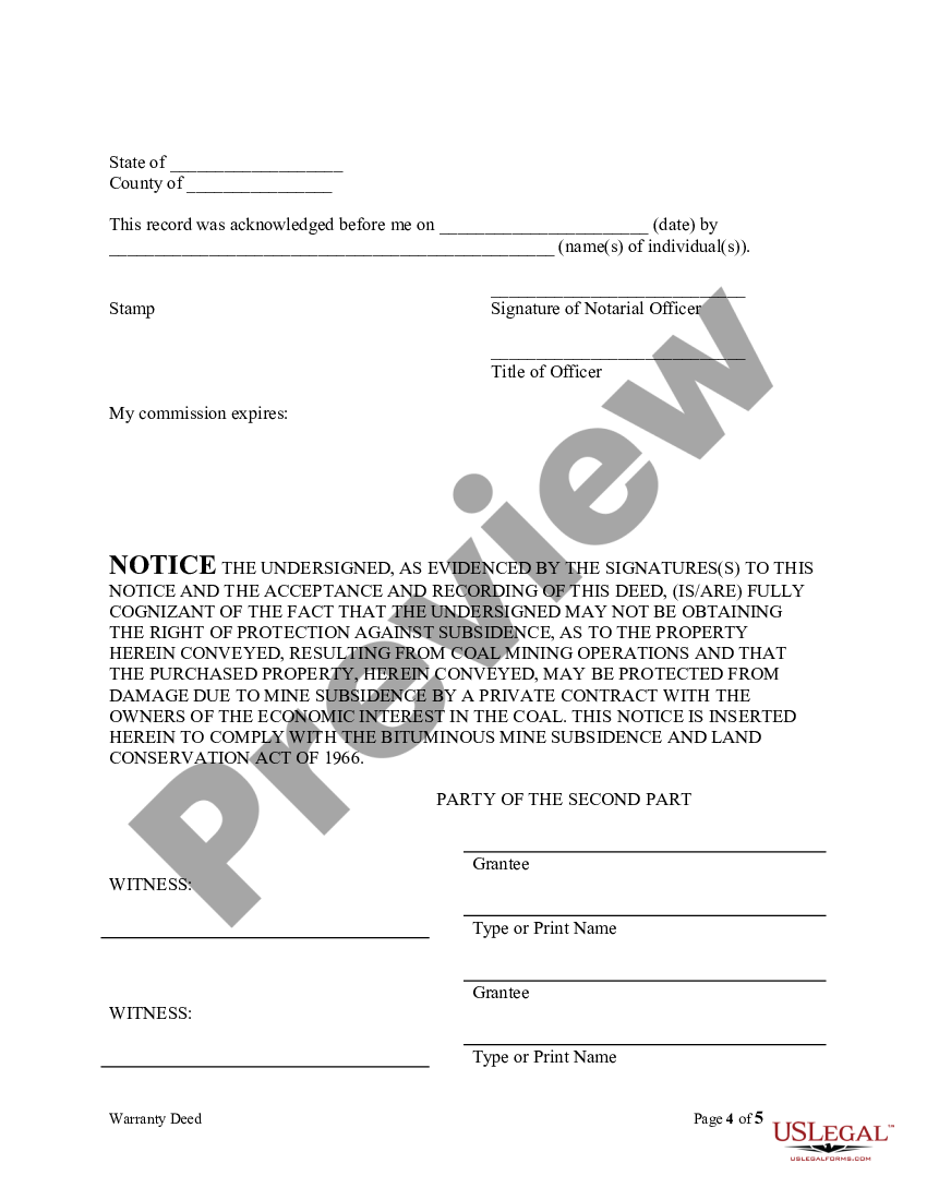 Pennsylvania Warranty Deed For Husband And Wife To Husband And Wife As Tenants In Common Deed 8468