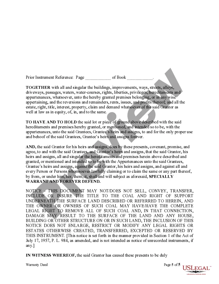 Preview Warranty Deed for Husband and Wife to Husband and Wife as Tenants in Common