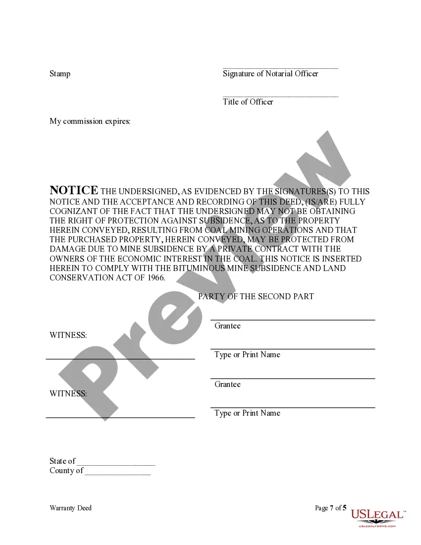 Preview Warranty Deed for Husband and Wife to Husband and Wife as Tenants in Common