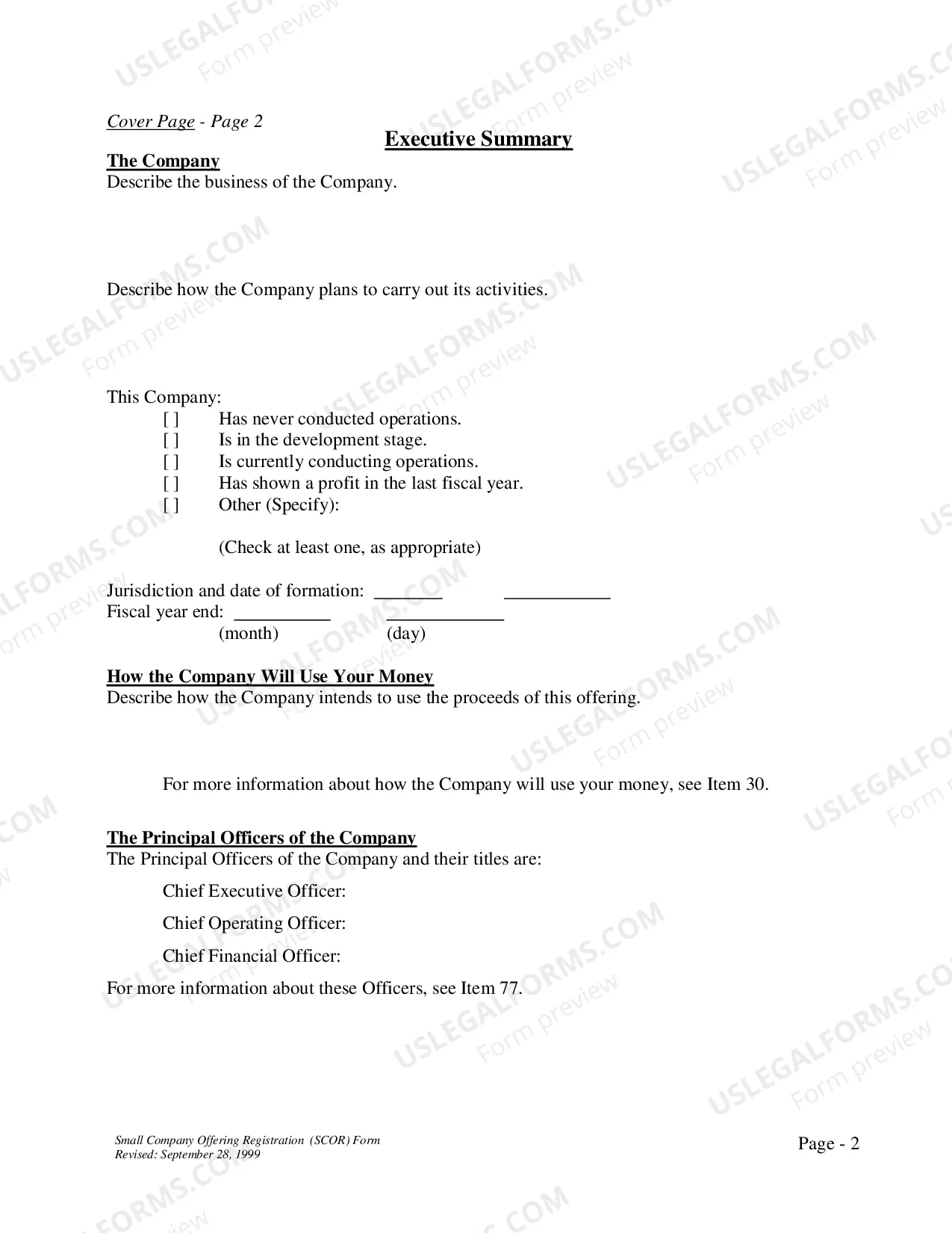 Preview Small Company Offering Registration Form